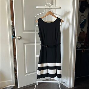 Elegant Black and White Striped Dress